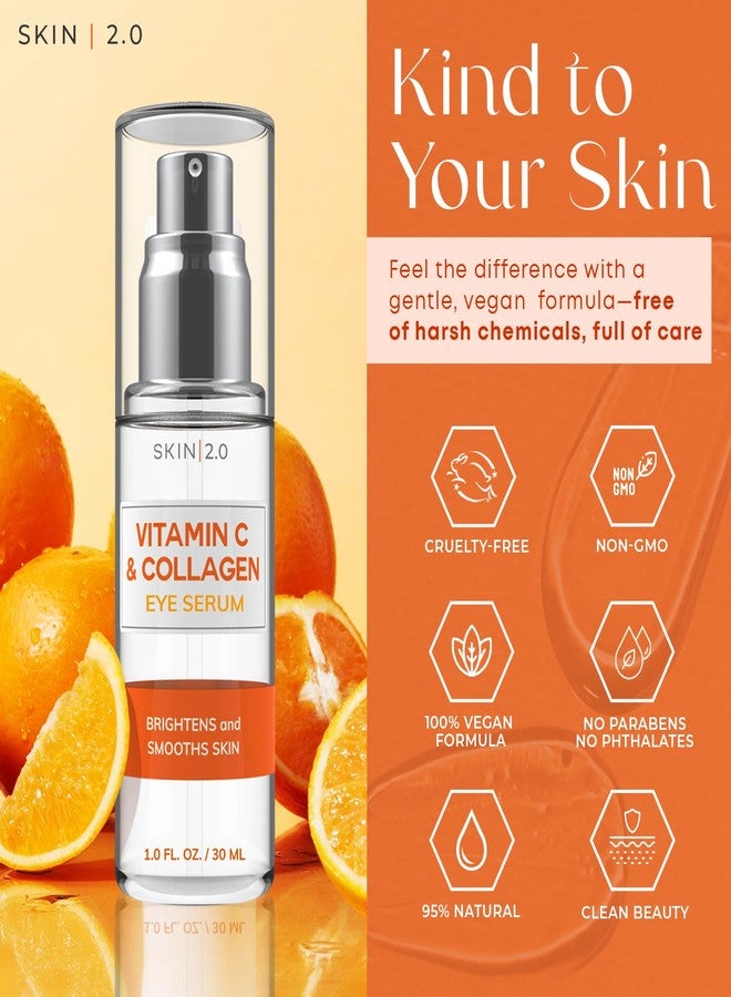 Skin 2.0 Vitamin C & Collagen Under Eye Serum – Dermatologist Tested, Anti Aging Korean Skin Care – Targets Dark Circles, Puffiness & Fine Lines for Smoother, Firmer Eyes – Vegan Clean Beauty, 1 fl oz - Image 3